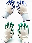 7 Pairs Pack SKYTREE Gardening Gloves, Work Gloves , Comfort Flex Coated, Breathable Nylon Shell, Nitrile Coating, Women's Medium Size, Green and Blue