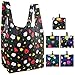 Flower Reusable Grocery Bags Durable 5 Pack Bulk Shopping Totes for Groceries Folding into Cube Zipper Pouch Foldable Shopping Bag Ripstop Reusable Bags for Travel Men Women