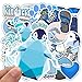 Cute Girl Blue Laptop Stickers 50pcs, Lovely Trendy Kids/Teen Vinyl Computer Waterproof Water Bottles Skateboard Luggage Decal Graffiti Patches Decal