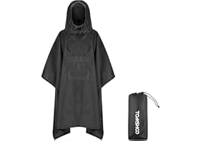 TOMSHOO Multifunctional Raincoat with Hood Hiking Cycling Rain Cover Lightweight Poncho Rain Coat Outdoor Camping Tent Mat