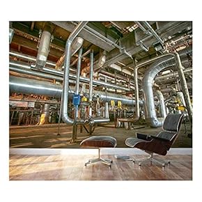 Industrial Zone, Steel Pipelines and Equipment - Removable Wall Mural | Self-Adhesive Large Wallpaper - 66x96 inches
