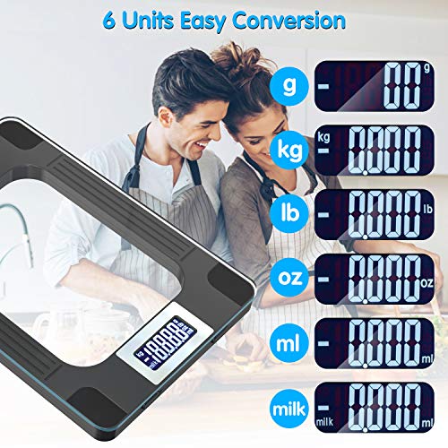 MomMed Food Scale, Digital Kitchen Scale with Highly Sensitive LCD Display for the Exact Gram Size - Professional 33lbs/15KG Baking & Cooling Scale with Large Weighing Surface & Modern Design,1g/0.1oz