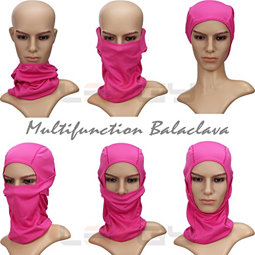 LEAGY Uniquely Versatile It Can Be Worn in up to 6 Different Ways Protection, Comfort Fun. Multi-functional Headwear, Multi-purpose Sports Balaclava - Offers Wind Uv Protection (Rose Red)