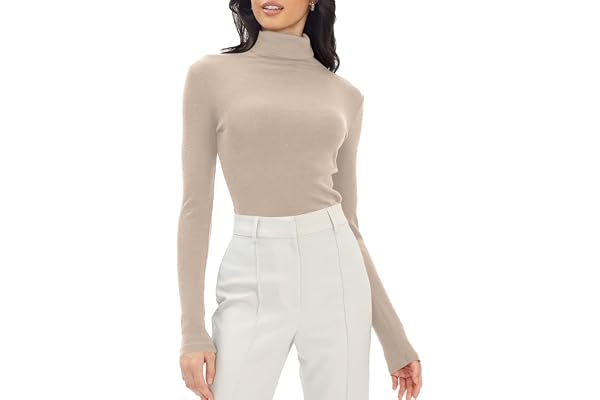 Trendy Queen Womens Mock Turtleneck Long Sleeve Shirts Fall Fashion Basic Layering Slim Fit Soft Thermal Underwear Tops