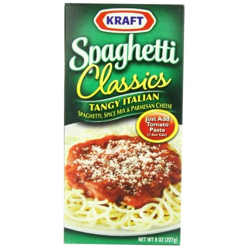 Kraft Spaghetti Classics, Tangy Italian Spaghetti Spice Mix & Parmesan Cheese, 8-Ounce Boxes (Pack of 24) image