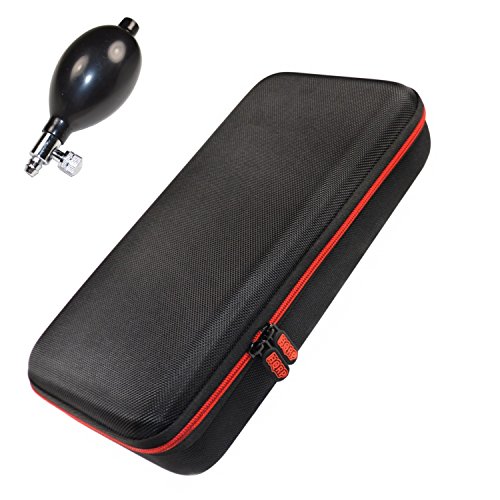 HQRP Hard Case for LotFancy Manual Aneroid Sphygmomanometer (Blood Pressure Gauge) Plus Replacement Rubber Pump Bulb Ball