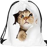 Drawstring Backpack for Traveling or Shopping Casual Daypacks School Bags (cat)