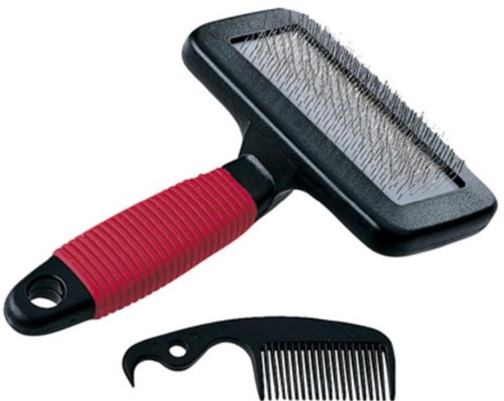 Ferplast Carding brush for dogs and cats GRO 5944, Hair remover comb included, Ideal for medium and long haired animals, 16 x 9,8 x h 3,3 cm
