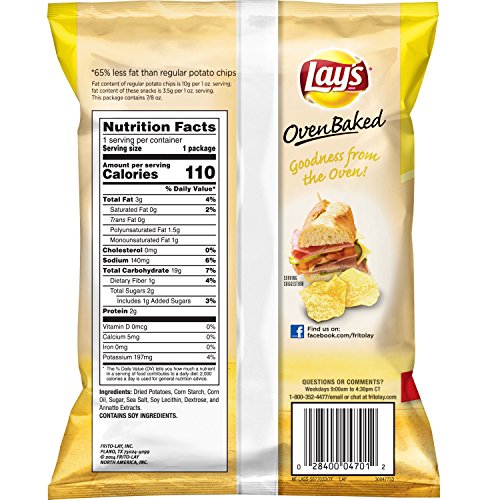 Lay S Oven Baked Original Potato Crisps 0 875 Ounce Pack Of 60 Pricepulse