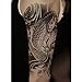 Fake Waterproof Removable Temporary Tattoos - Fashion Lady Long Lasting Body Art Stickers - Eagle Owl Fish Big Skull Flower Eye Make Up - 6 Styles Body Painting Premium Kit for Guys