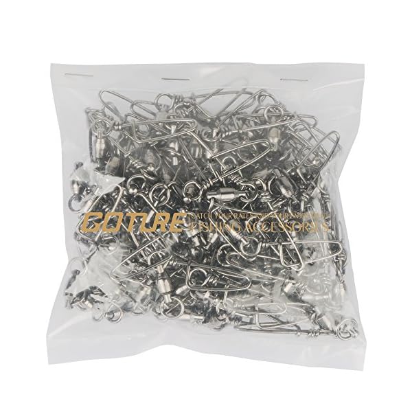 SHELURE-Fishing-Ball-Bearing-Swivel-with-Coastlock-Snap-Welded-Ring-Black-Nickel-15Lb-to-187Lb