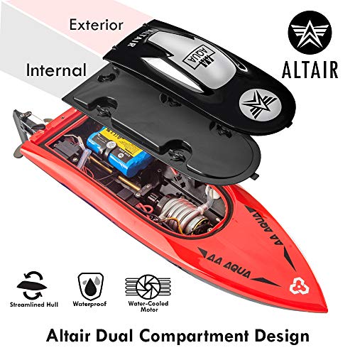 Altair Aqua [Ultra Fast Pro Caliber] RC Boat for Pools or Lakes, for Adults & Kids - CSP Child Safe Prop Remote Control Boat, Self Righting, Water Cooled, 2 Batteries, 30 km/h, (Lincoln, NE Company) - Thumbnail 2