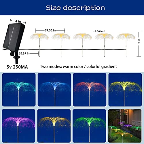 Upgraded Solar Garden Lights Outdoor 5 Pack, 7 Color Changing Solar Flowers Garden Lights, Waterproof Outdoor Decorative Solar Jellyfish Light for Yard Patio Garden Pathway Holiday Decorations