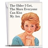 Big Happy Birthday Card With Envelope (Jumbo 8.5" x 11") - Hilarious Greeting Card 'Everyone Kiss My As Card' - Perfect Card For That 'Girl' Who's Not Afraid To Speak Her Mind - Bday Cards #J5452BDG