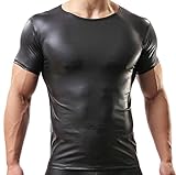 Cedir Men's Leather Like Short Undershirt Muscle Shirt