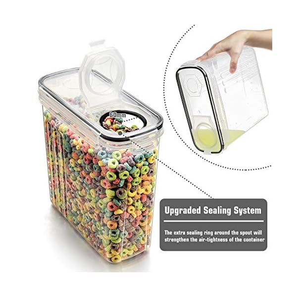 Large-Cereal-Dry-Food-Storage-Containers-Wildone-5-Pieces-Airtight-Cereal-Storage-Containers-for-Sugar-Flour-Snack-Baking-Supplies-Leak-proof-with-Black-Locking-Lids-4L-1353oz Large Cereal & Dry Food Storage Containers - Wildone 5 Pieces Airtight Cereal Storage Containers for Sugar, Flour, Snack…