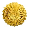 JWH 3D Sunflower Accent Pillow Hand Craft Round Cushion Decorative Pillowcase with Pillow Insert Home Sofa Bed Living Room Decor Gift 14 Inch / 35 cm Wool Cotton Canvas Wool Yellow