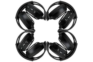 pxpig 4 Pack of Two Channel Folding Universal Rear Entertainment System Infrared Headphones Wireless IR DVD Player Head Phones for in Car TV Video Audio Listening