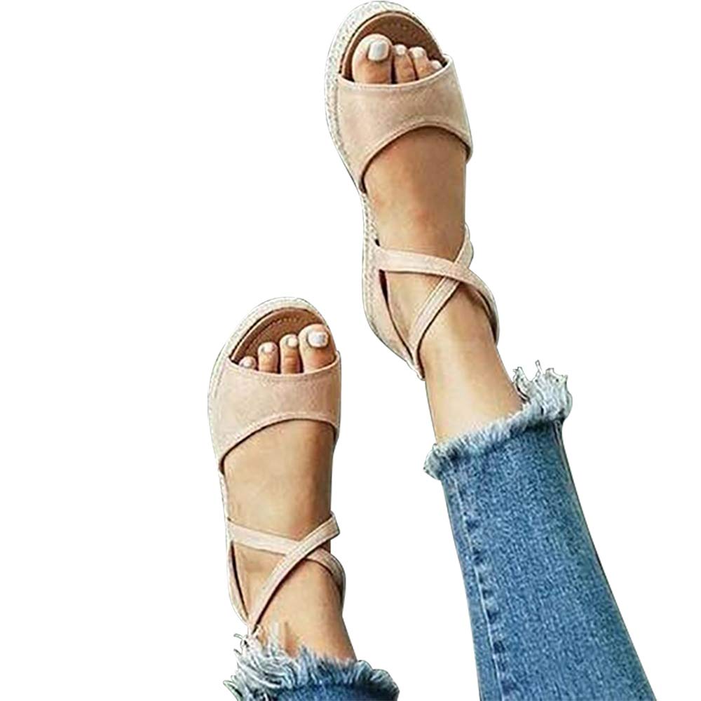 Susanny Women's Platform Sandals Open Toe Wedge Strappy Sandal Espadrilles Summer Casual Flat Shoes - Image 3