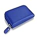 MaxGear Leather Credit Card Holder Credit Card Wallet with Zipper Genuine Leather Credit Card Protector RFID Small Zip Around Wallet Blue