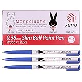 Xeno Shinzi Katoh Mon Peluche 0.38 Mm Slim Ball Point Pen Box (Pack of 12) Blue Ink