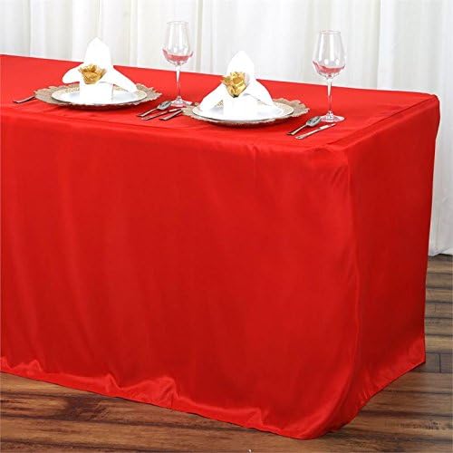 Doolova 6FT Fitted RED Wholesale Polyester Table Cover Wedding Banquet Event Tablecloth