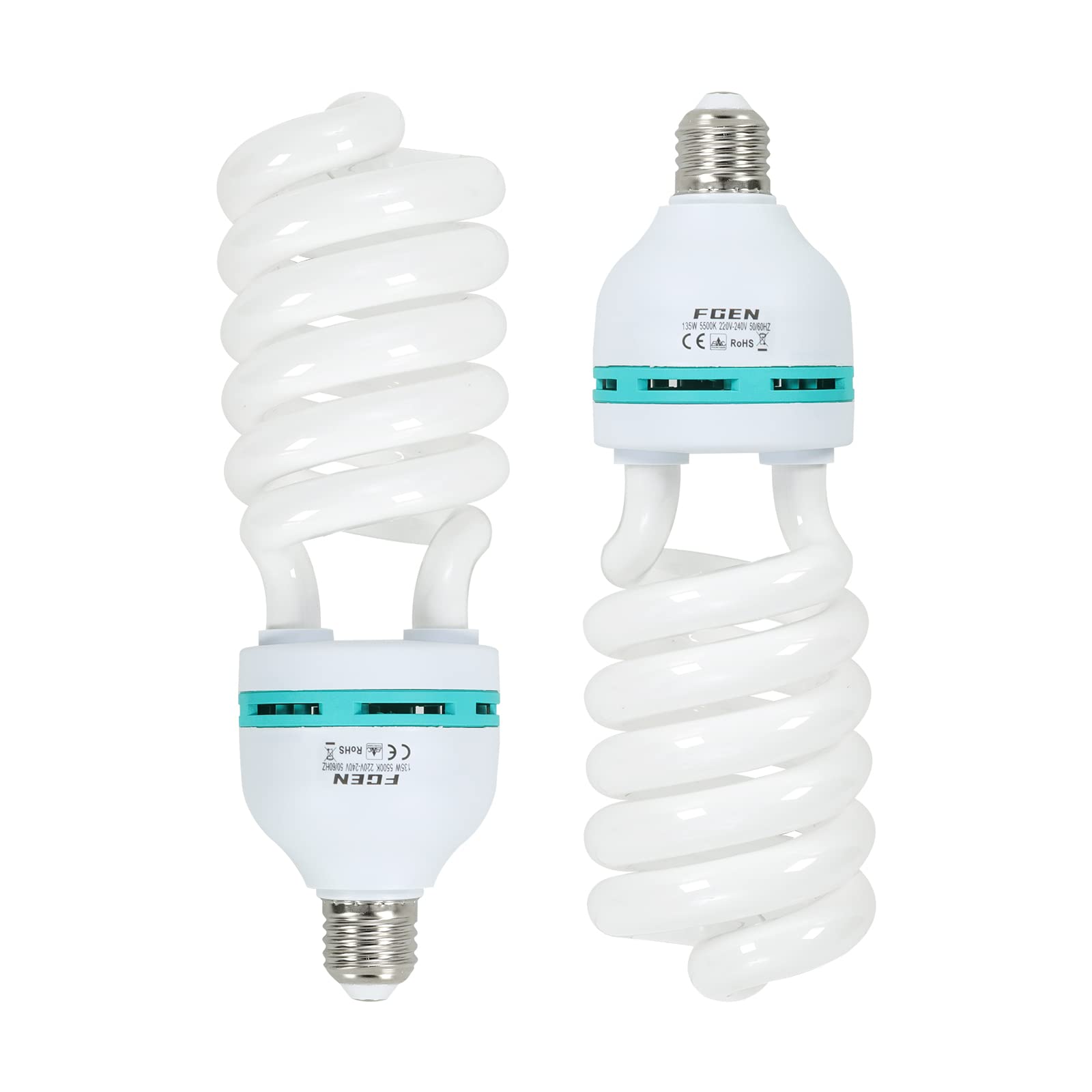 FGen 2X135W CFL Photo Lamp 5500K Photo Light with E27 Plug, Studio Light Energy Saving 10000 Hours Lifetime Lighting for Softbox,Studio Lighting and Product Photography
