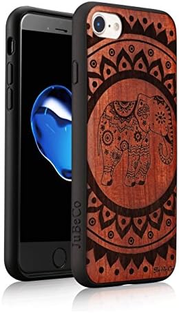 JuBeCo iPhone 7 Case, Slim Wood Protective Cover Case for iPhone 7 ,Handmade Natural Solid Wood Case, Bamboo Case (elephant)