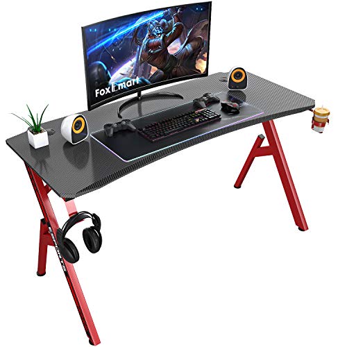 Foxemart 55 inch Gaming Desk, PC Gaming Desk Workstation, Professional