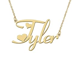 Aoloshow 18k Gold Plated Tyler Heart Name Necklace