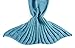 DDMY Mermaid Tail Blanket for Kids Teens Adult Handmade Wave Mermaid Blankets Crochet Knitting Blanket Seasons Warm Soft Living Room Sleeping Bag Best Birthday (A- Lake Blue- Kids)