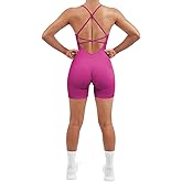 SUUKSESS Women Strappy Romper Seamless Jumpsuit Tummy Control Padded Sports Bra