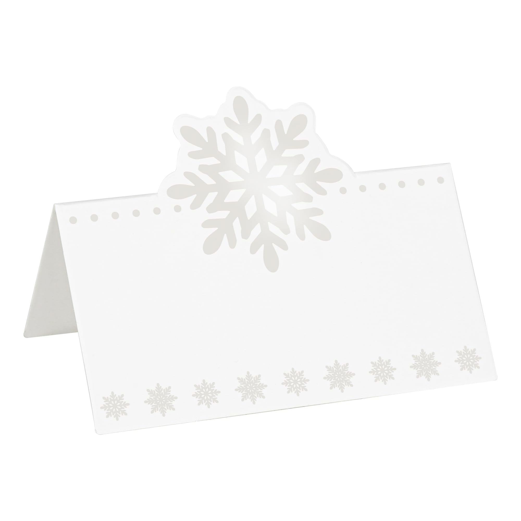 Photo 1 of 60Pcs Snowflake Place Cards Christmas Seating Name Cards Winter Holiday Folded Tabletop Name Tags for Table Christmas Winter Wedding Wonderland Party Decorations