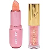 Winky Lux Pink Opal Glimmer Balm & Pink Opal Lip Oil Duo – pH Custom Color Lip Balm & Hydrating Lip Oil Set with Jojoba Oil & Ceramides, Subtle Vanilla Scent, Vegan & Cruelty-Free