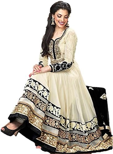 Women's White Anarkali Salwar Kameez Designer Indian Dress Bollywood Ethnic Party