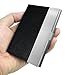 Bolier Business Card Holder, Professional Business Card Case Stainless Steel and PU Leather Business Cards Holder for Men and Women, Black
