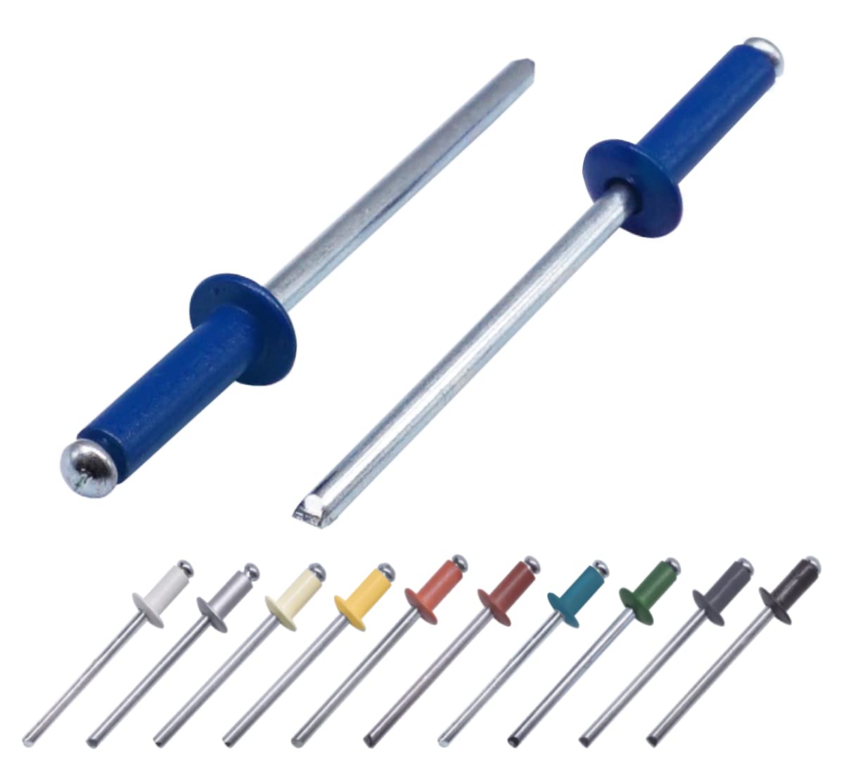 (Pack of 80 pcs) Painted Blind Rivets 4.0 x 14 mm, Dome Head, DIN 7337, Aluminum Rivet and Steel Mandrel, Pop Rivets (80, Gentian Blue RAL 5010) — image 1