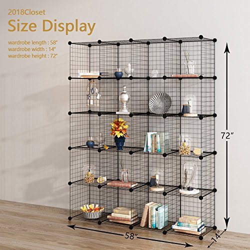 Tespo Wire Storage Cubes Modular Shelving Unit DIY Metal Grid Closet Organizer System, Bookcase, Cabinet (20Cubes)