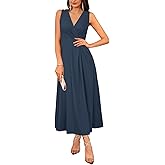 Newshows Womens 2025 Formal Evening Gowns Maxi Dress Cocktail Party V Neck Sleeveless Wedding Guest Long Elegant Dress
