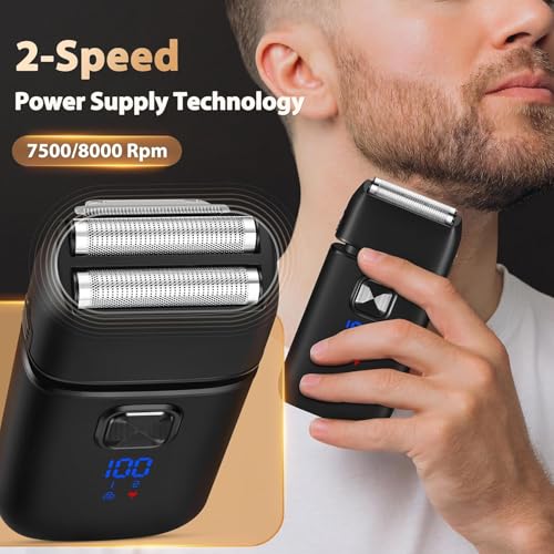 Foil Shavers for Men - Smooth & Painless Electric Razor for Men with Back Beard Trimmer for Long Thick - Wet Dry Shaving/Travel Lock/LED Display/IPX6 Waterproof Dry Razor USB C Rechargeable