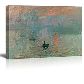 Impression Sunrise by Claude Monet Giclee Canvas Prints Wrapped Gallery Wall Art | Stretched and Framed Ready to Hang - 12x18 inches