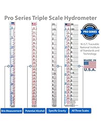 Hidrómetro de gravedad, probador de alcohol, serie Pro Brewing ABV, prueba de cerveza, vino, cocinero, comida, homebrew fermentado, hidrómetro de triple escala de Brewing America