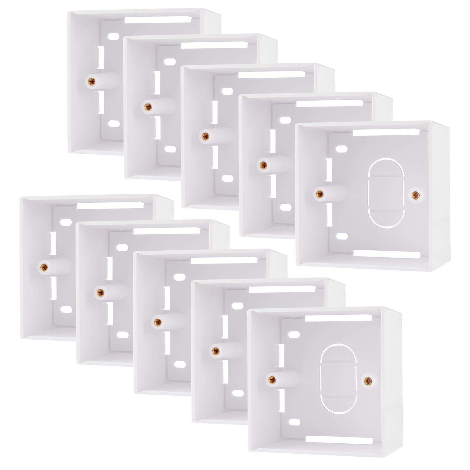rhinocables 45mm Ethernet Socket Box – Surface-Mount Back Box for Single Gang RJ45 Plates | Durable Plastic Housing for Structured Cabling in Professional, Home & Gaming Environments (10 Pack)