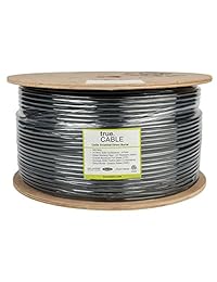 truecable Direct Entierro CAT5e, shielded impermeable cinta, 500 ft, Exterior nominal cmx, Negro, Bulk Cable de Ethernet, Solid, 350 MHz, ETL Listed de cobre puro