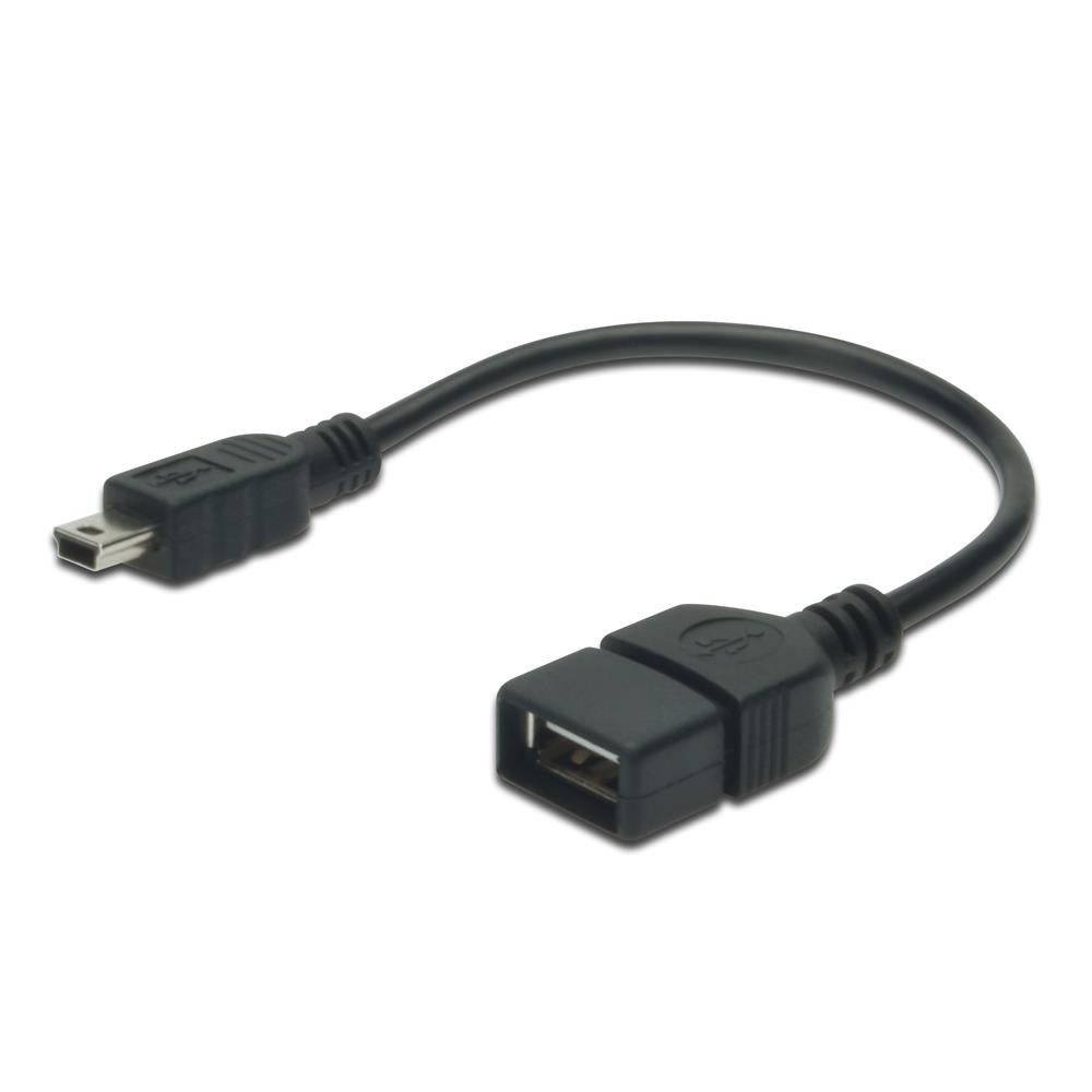DIGITUS Assmann Electronic USB 2.0 OTG 0.2m - Adapter Cable (USB Mini B, OTG, Male/Female, Black, UL)