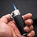Jet Flame Lighter Handmade Genuine Leather + Elegant Embossing Process Gas Refillable Luxury Crafts Turbo Lighter (Gas Not Included) (Carbon)