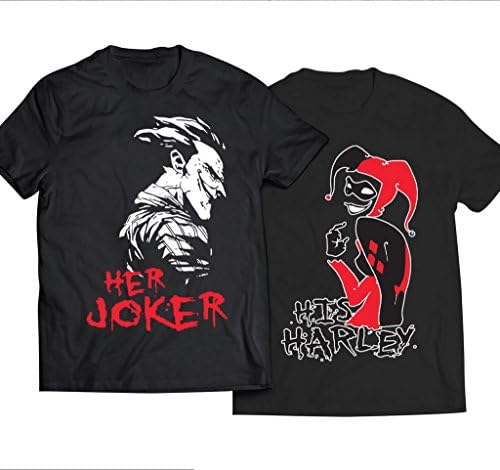 His Harley Her Joker Love Couples Unisex Black T-Shirt - couples apparels
