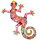 Recycled Metal Gecko Wall Plaque (Pink) (Kitchen)