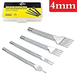 Aiskaer Stainless Steel 4mm 1/2/4/6 Prong DIY Diamond Lacing Stitching Chisel Set Leather Craft Kits (Upgrade Section Silver)