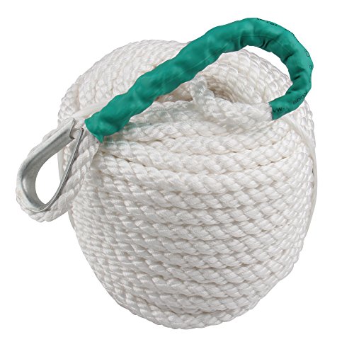 Bang4buck 3/4"x150' Nylon Twisted Three Strand Braided Anchor Rope Boat/ Sailboat/ Mooring/ Pull/ Docking Lines With Thimble- 12592LB Breaking Strain- Super Strong